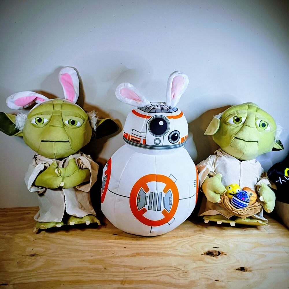 Star Wars Easter Plush Lot 3 Yoda BB-8 Bunny Ears Gemmy Greeter Basket Eggs